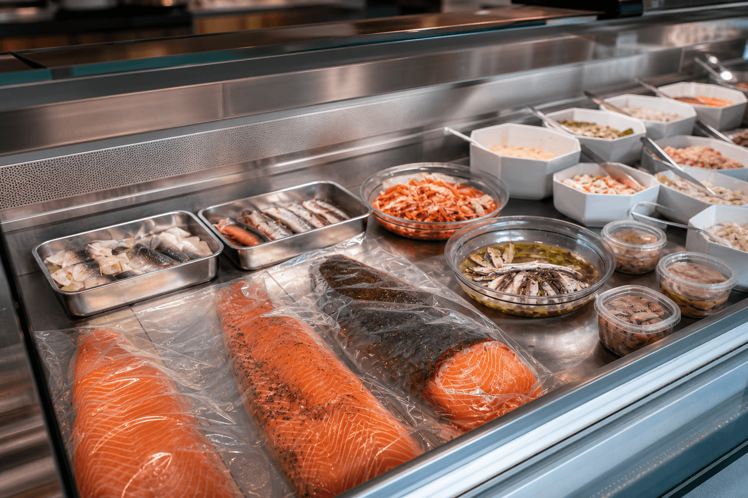 Frische Fischspezialitäten in der Theke